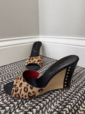 Bandolino Leopard Print Open-Toe Mules - Black & Tan
